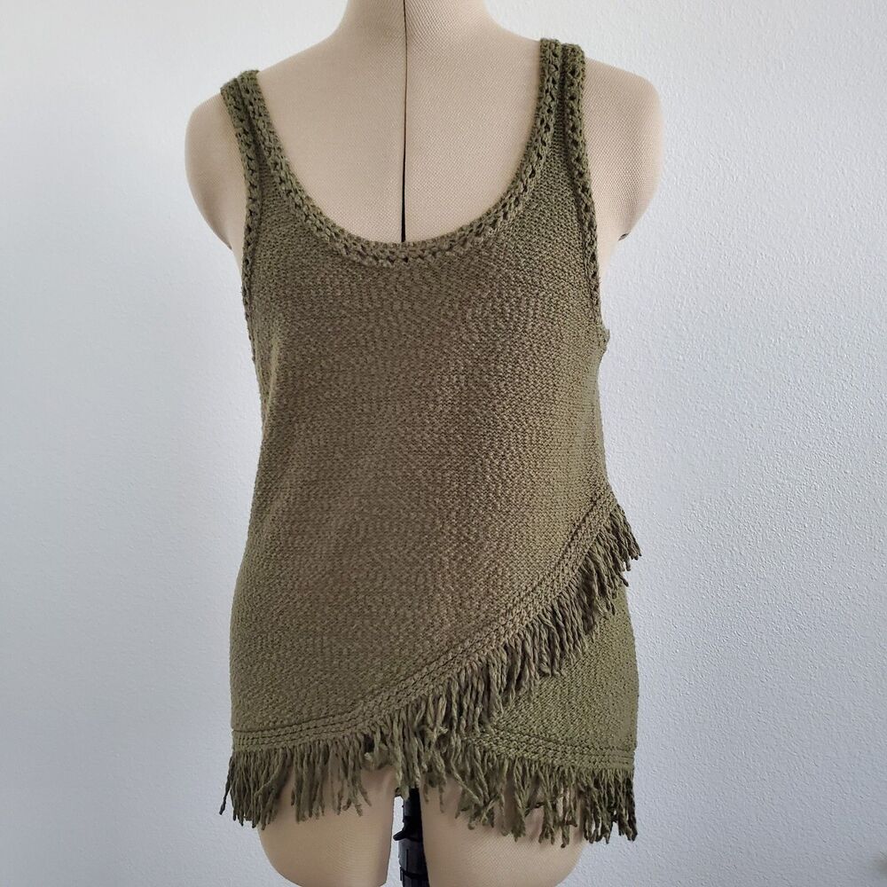 Anthropologie Akemi + Kin Women's Top XS Green Knit Sleeveless Sweater Boho Tank